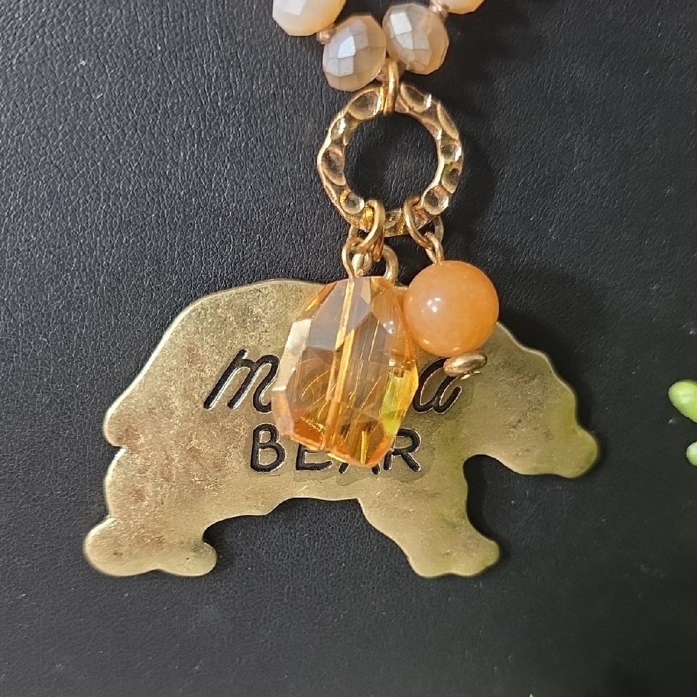 Gold Mama Bear Pendant Necklace